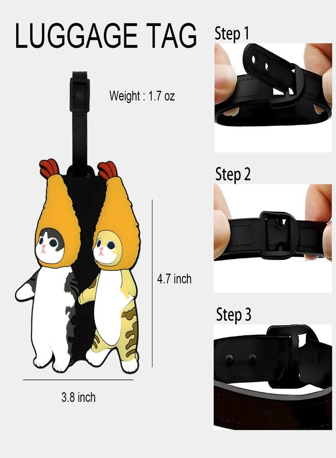 ANINIUCN Luggage Tags for Suitcases - Cute Cat Cartoon Bag Tag with Funny Animal Design, Durable Travel ID Identifier for Suitcase & Backpack, Unique Baggage Label Gift for Men, Women, Kids - Image 3